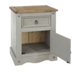 Core Corona 1 door, 1 drawer bedside cabinet solid pine painted grey-23331