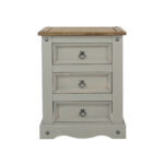 Core Corona 3 drawer bedside cabinet solid pine painted grey-23322