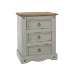 Core Corona 3 drawer bedside cabinet solid pine painted grey-0