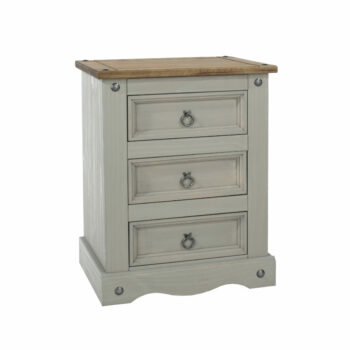 Core Corona 3 drawer bedside cabinet solid pine painted grey-0