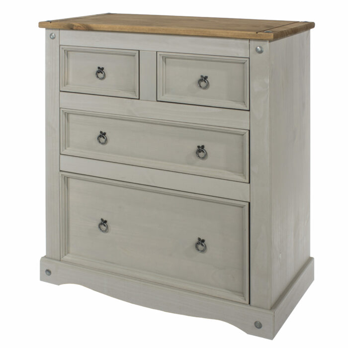 Core Corona 2+2 drawer chest solid pine painted grey -23338