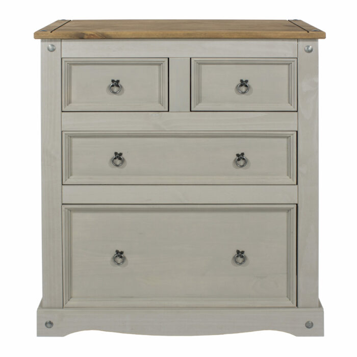 Core Corona 2+2 drawer chest solid pine painted grey -23336