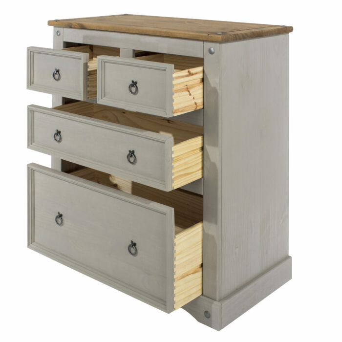 Core Corona 2+2 drawer chest solid pine painted grey -23337