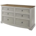 Core Corona 3+3 drawer wide chest solid pine painted grey-23343