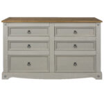 Core Corona 3+3 drawer wide chest solid pine painted grey-23345