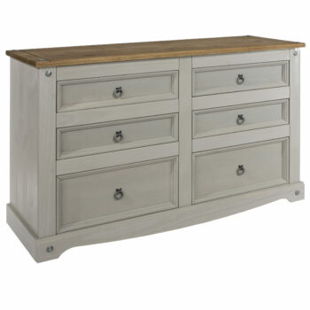Core Corona 3+3 drawer wide chest solid pine painted grey-0