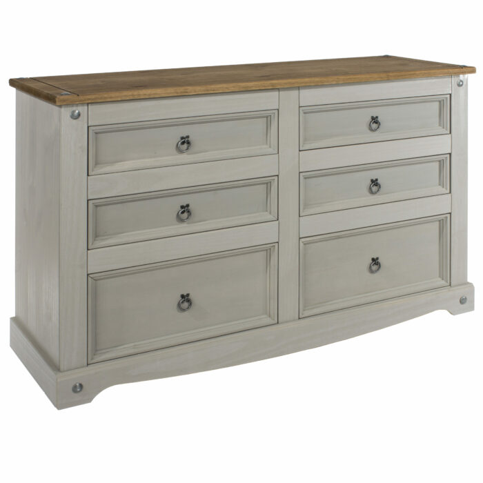 Core Corona 3+3 drawer wide chest solid pine painted grey-0