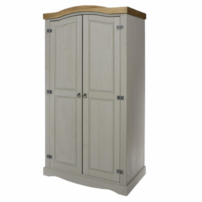 Core Corona 2 door wardrobe solid pine painted grey-23348