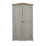 Core Corona 2 door wardrobe solid pine painted grey-23347