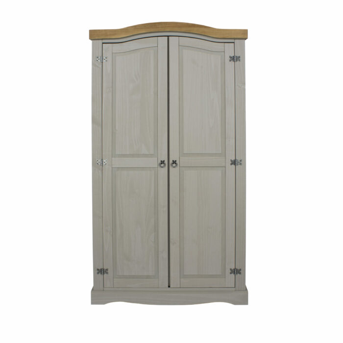 Core Corona 2 door wardrobe solid pine painted grey-23347