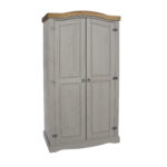 Core Corona 2 door wardrobe solid pine painted grey-0