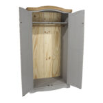 Core Corona 2 door wardrobe solid pine painted grey-23350