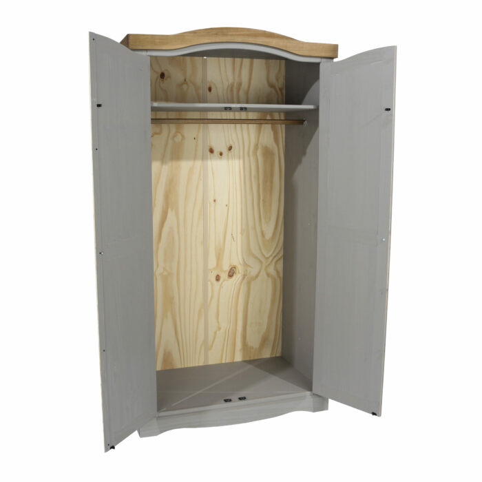 Core Corona 2 door wardrobe solid pine painted grey-23350