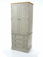 Core Corona 2 door, 3 drawer wardrobe solid pine painted grey-23358