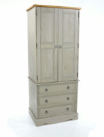 Core Corona 2 door, 3 drawer wardrobe solid pine painted grey-0