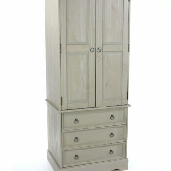 Core Corona 2 door, 3 drawer wardrobe solid pine painted grey-0