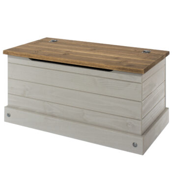 Core Corona storage trunk in solid pine painted grey -0