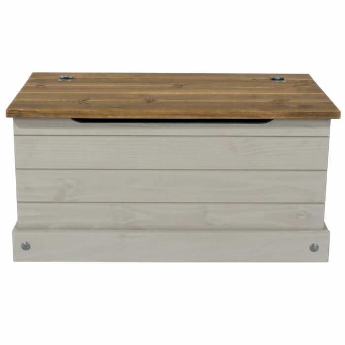 Core Corona storage trunk in solid pine painted grey -23363