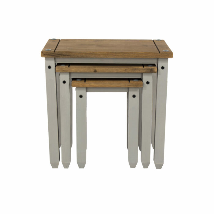 Core Corona nest of tables in solid pine painted grey-23411