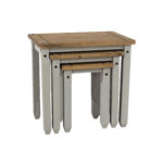 Core Corona nest of tables in solid pine painted grey-23413