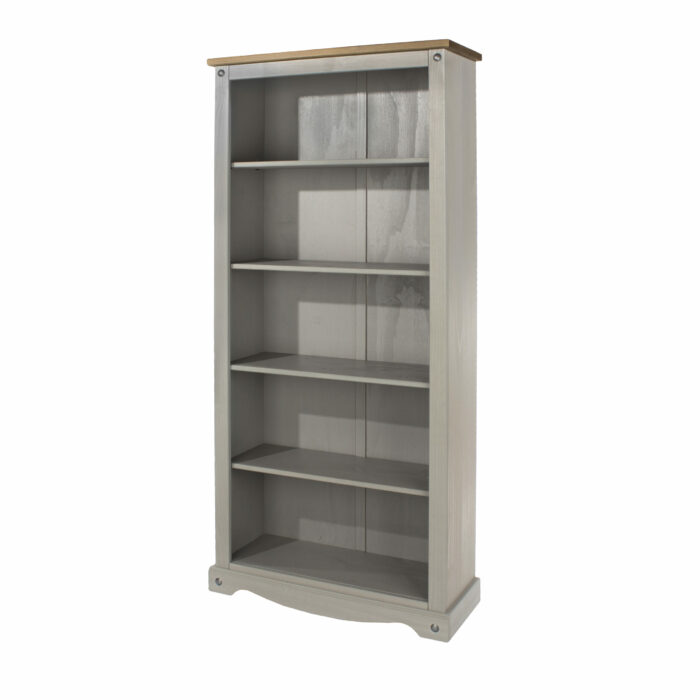 Core Corona tall bookcase solid pine painted grey-23470