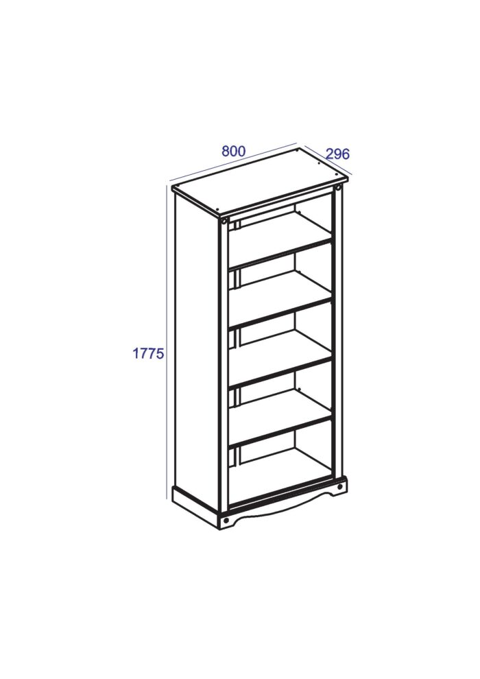 Core Corona tall bookcase solid pine painted white-23608
