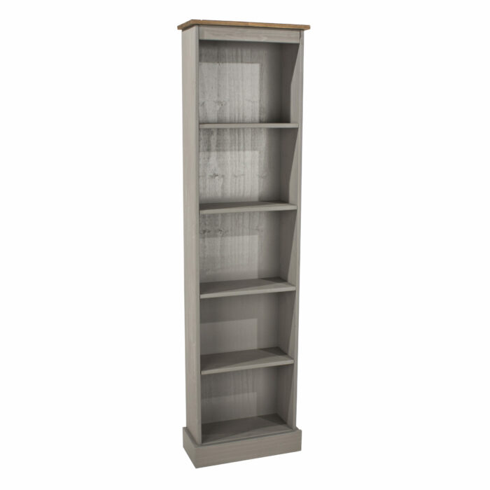 Core Corona tall narrow bookcases solid pine painted grey-0