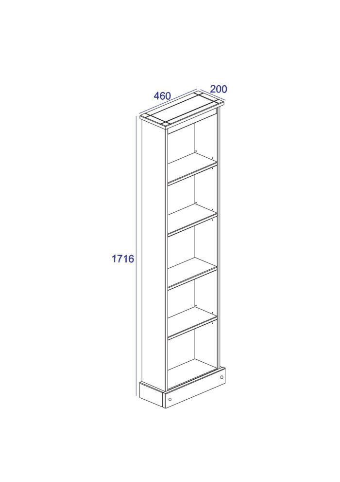Core Corona tall narrow bookcases solid pine painted grey-23472