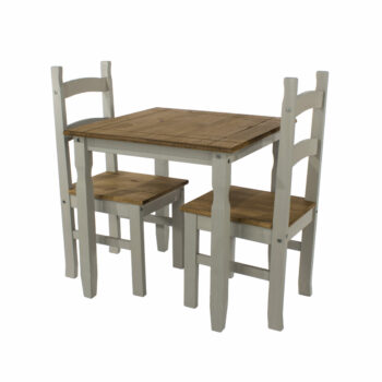 Core Corona square dining table & 2 chair SET in solid pine painted grey -0