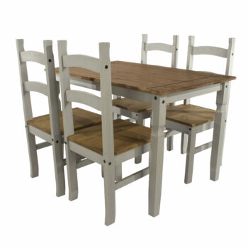 Core Corona rectangular dining table & 4 chair SET in solid pine painted grey-0