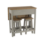 Core Corona breakfast drop leaf table & 2 stools SET in solid pine painted grey-0