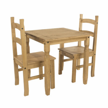 Core Corona square dining table & 2 chair SET in solid natural pine -0