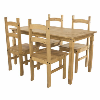 Core Corona rectangular dining table & 4 chair SET in solid natural pine-0