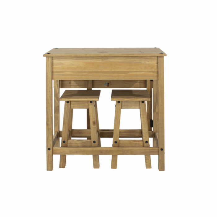 Core Corona breakfast drop leaf table & 2 stools SET in solid natural pine-23489
