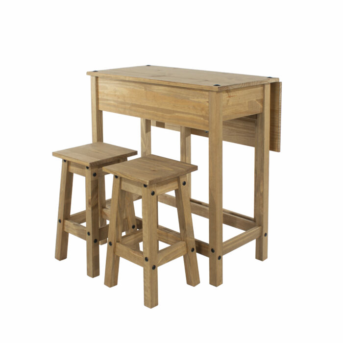 Core Corona breakfast drop leaf table & 2 stools SET in solid natural pine-23492
