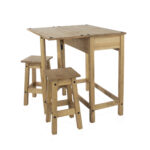 Core Corona breakfast drop leaf table & 2 stools SET in solid natural pine-23491