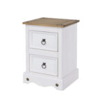 Core Corona 2 drawer petite bedside cabinet solid Pine white painted -23520