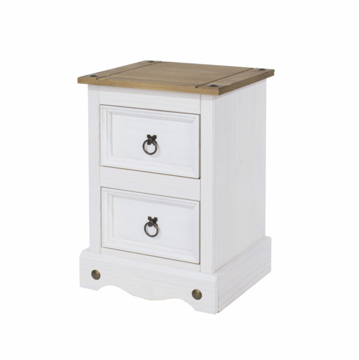 Core Corona 2 drawer petite bedside cabinet solid Pine white painted -23520