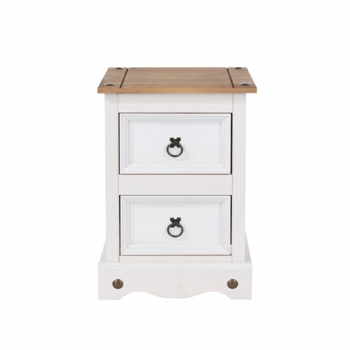 Core Corona 2 drawer petite bedside cabinet solid Pine white painted -23519