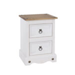 Core Corona 2 drawer petite bedside cabinet solid Pine white painted -0