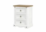 Core Corona 3 drawer bedside cabinet solid pine painted white-23551