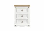 Core Corona 3 drawer bedside cabinet solid pine painted white-23550