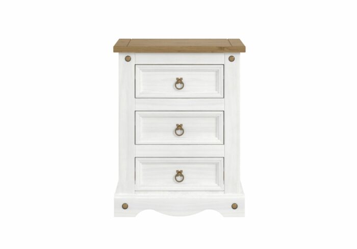 Core Corona 3 drawer bedside cabinet solid pine painted white-23550