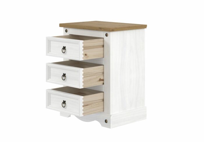 Core Corona 3 drawer bedside cabinet solid pine painted white-23553