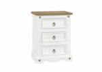 Core Corona 3 drawer bedside cabinet solid pine painted white-0