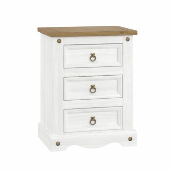 Core Corona 3 drawer bedside cabinet solid pine painted white-0