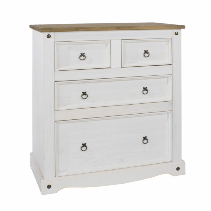 Core Corona 2+2 drawer chest solid pine painted white -0