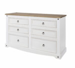 Core Corona 3+3 drawer wide chest solid pine painted white-23578