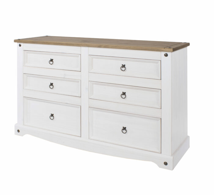 Core Corona 3+3 drawer wide chest solid pine painted white-23578