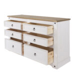 Core Corona 3+3 drawer wide chest solid pine painted white-23577